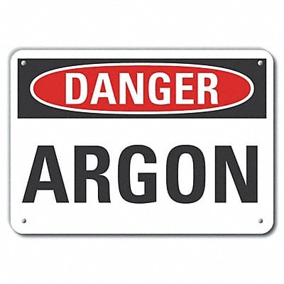 Plastic Argon Danger Sign 7x10in Plastic