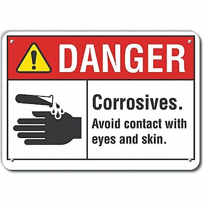 Corrosive Mtrl Danger Sign 10x14in
