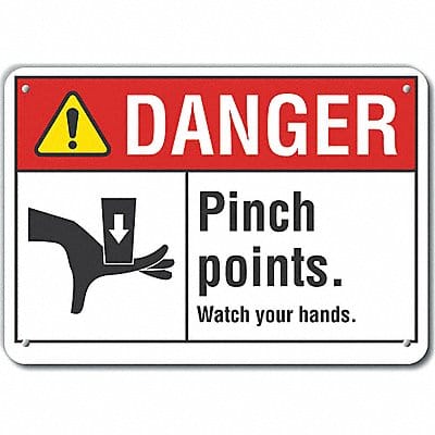 Pinch Point Danger Sign 7inx10in Plastic