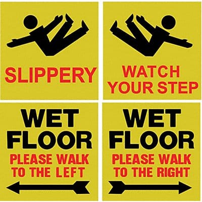 Floor Safety Sign 8 inx8 in Plastic PK4