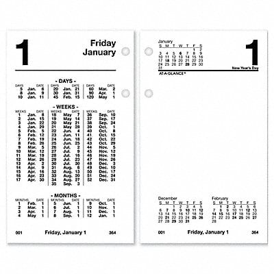 Desk Calendar Refill Daily 3-1/2x6 White