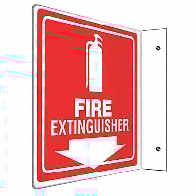 Fire Extinguisher Sign 8X8 WHT/R PS