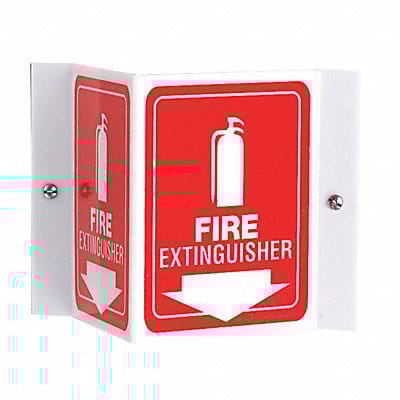 Fire Extinguisher Sign 6X8-1/2 WHT/R