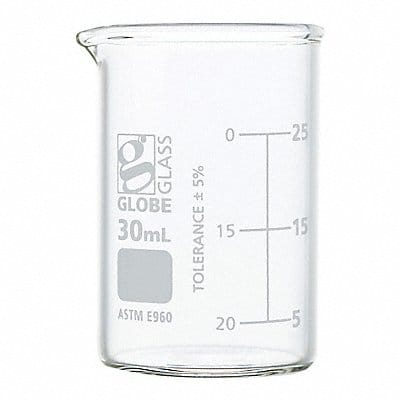 Beaker 30 mL 53 mm H 33 mm Dia PK12