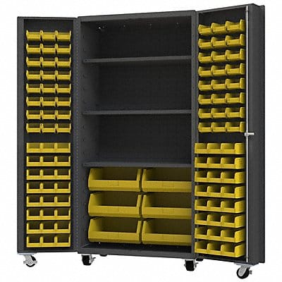 Heavy Duty Mobile Bin Cabinet Yellow