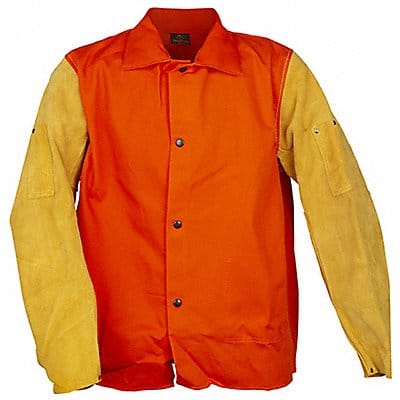 Jacket Leather Sleeves Cotton Orange 5XL