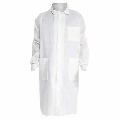 LabCoat Knit Cuffs Back Vent WHT XL PK25