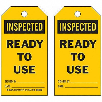 Inspected Tag 5-3/4 x 3 In Bk/Yel PK10