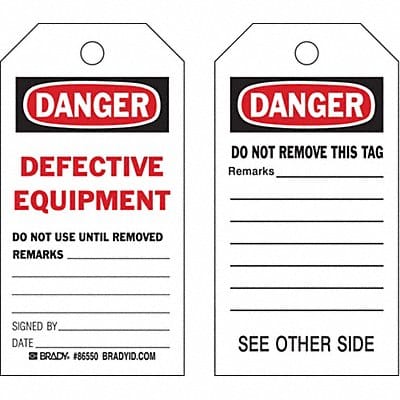 Danger Tag 5 3/4in H 3in W Polyster PK10