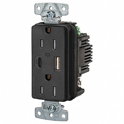 USB Receptacle Black 1/2 hp USB Receptacle Black 1/2 hp
