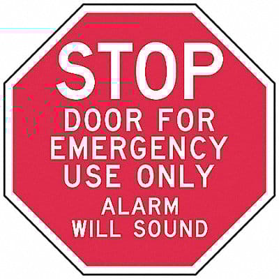 Door Instruction Stop Sign 12x12in Alum