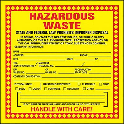 DOT Handling Label Waste 6 Label W PK25