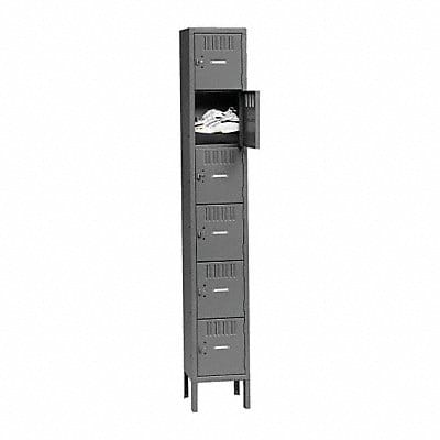Box Locker Louvered 1 Wide 6 Tier Gray