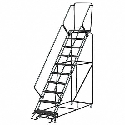 Safety Rolling Ladder Steel 100 In.H