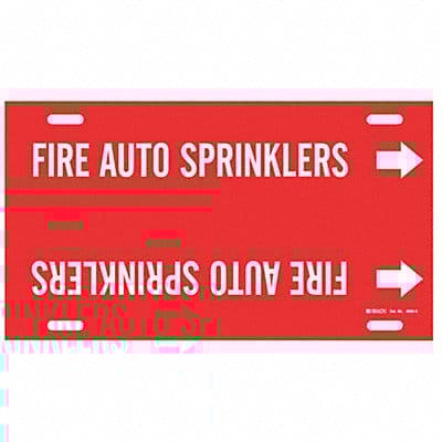 Pipe Marker Fire Auto Sprinklers 10in H