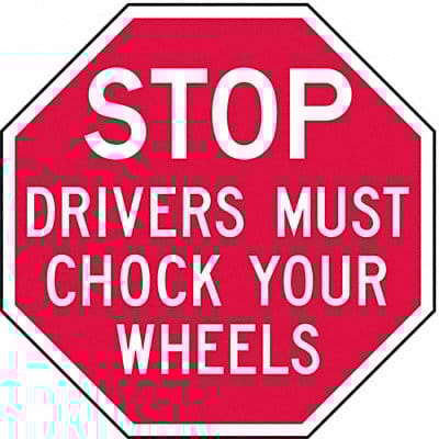 Rflct Chock Wheel Stop Sign 12x12in Alum
