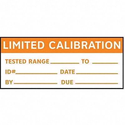 Calibration Label ENG Orange/White PK225