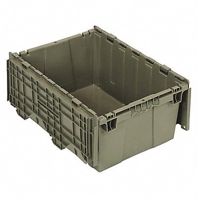 Attached Lid Container Gray Solid HDPE