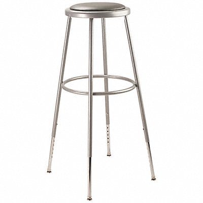 Round Stool Adjustable Legs Gray 31 H