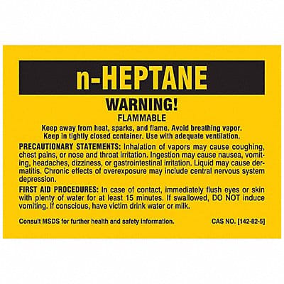 Chemical Label 2-7/8 in W 2 in H PK25
