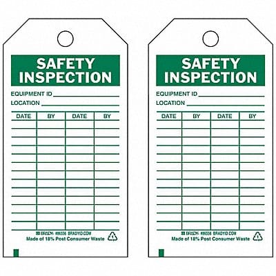 Safety Inspection Tag 5-3/4 x 3 In PK10
