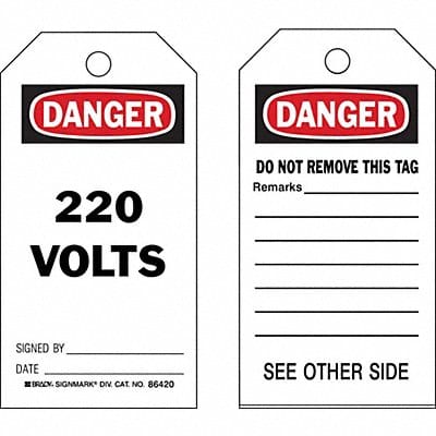 Danger Tag 5 3/4in H 3in W Polyster PK10
