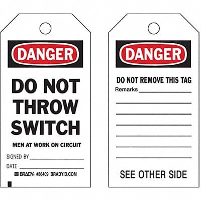 Danger Tag 7 in H 4 in W Cardstock PK100