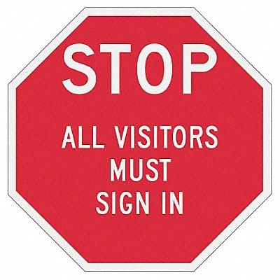 Rflctv Visitors Stop Sign 12x12in Alum
