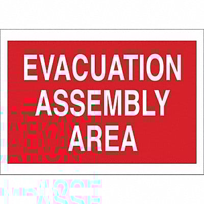 Evacuation Area Sign 14X20 WHT/R AL