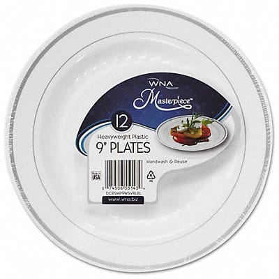 Plastic Plate 9 in Silver White PK10 Plastic Plate 9 in Silver White PK10