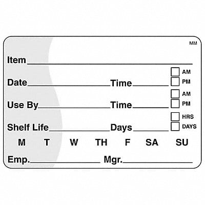 Food Safety Label White 2 in H 500pk