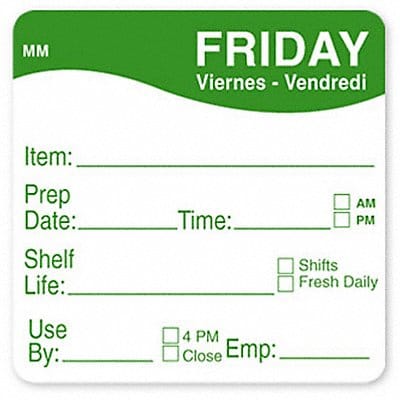 Food Safety Label Blue/White 2 in H