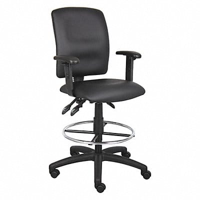 Drafting Chair Adj. Arms Leather Seat