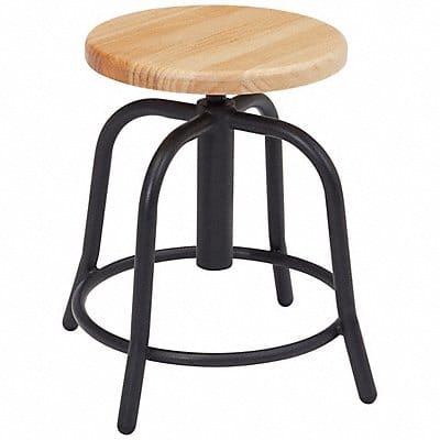 Adjustable Stool Wood Seat Blk Frame 18