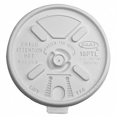 Disp Hot Cup Lid 12oz-24 oz White PK1000